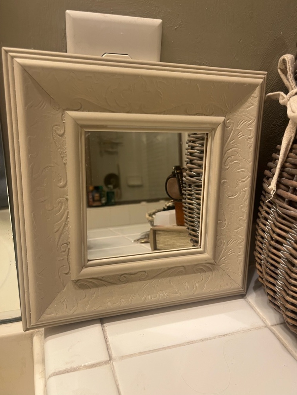 Cream Decorative Square Wall Mirror - Elegant Home Accent 8x8